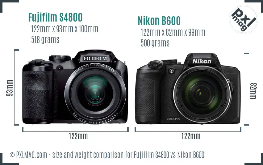 Fujifilm S4800 vs Nikon B600 size comparison Fujifilm S4800 vs Nikon B600 size comparison