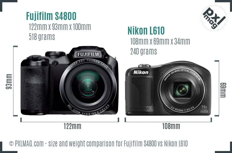 Fujifilm S4800 vs Nikon L610 size comparison Fujifilm S4800 vs Nikon L610 size comparison