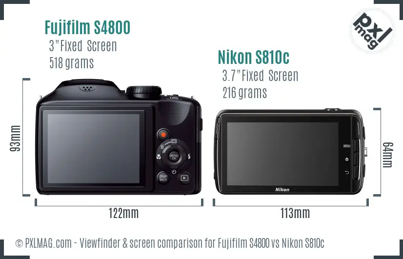 Fujifilm S4800 vs Nikon S810c Screen and Viewfinder comparison Fujifilm S4800 vs Nikon S810c Screen and Viewfinder comparison