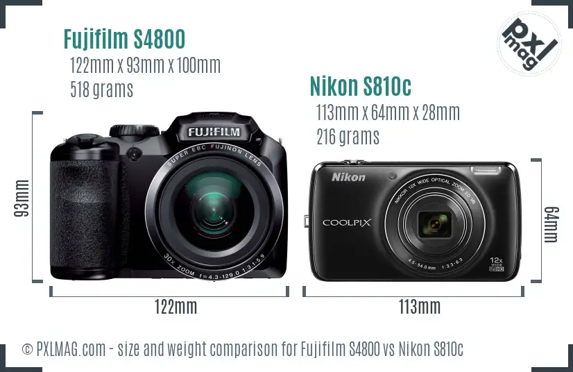 Fujifilm S4800 vs Nikon S810c size comparison Fujifilm S4800 vs Nikon S810c size comparison