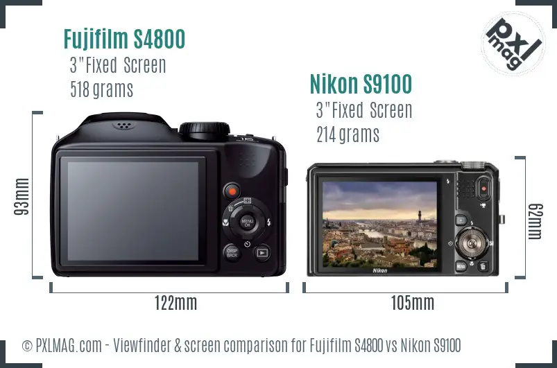 Fujifilm S4800 vs Nikon S9100 Screen and Viewfinder comparison