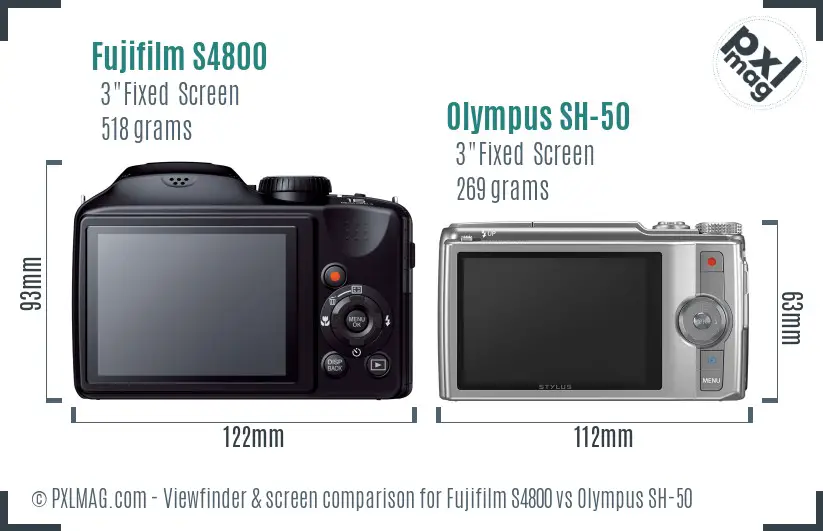 Fujifilm S4800 vs Olympus SH-50 Screen and Viewfinder comparison Fujifilm S4800 vs Olympus SH-50 Screen and Viewfinder comparison