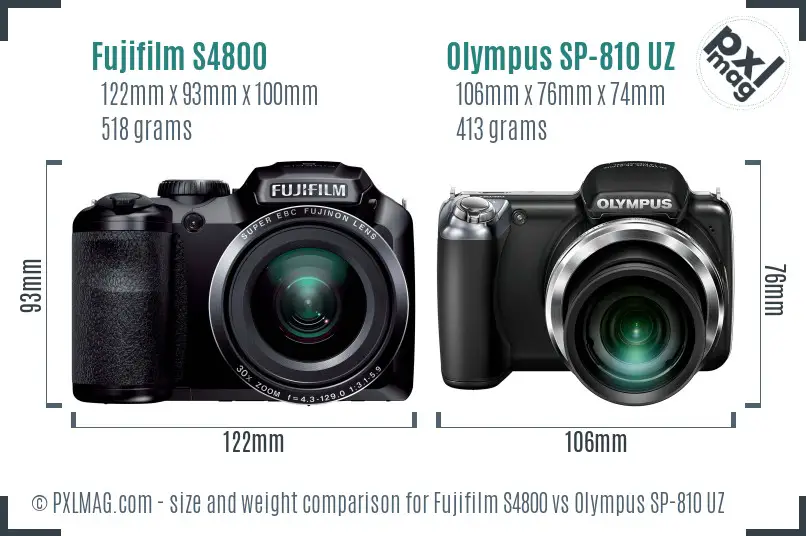 Fujifilm S4800 vs Olympus SP-810 UZ size comparison Fujifilm S4800 vs Olympus SP-810 UZ size comparison