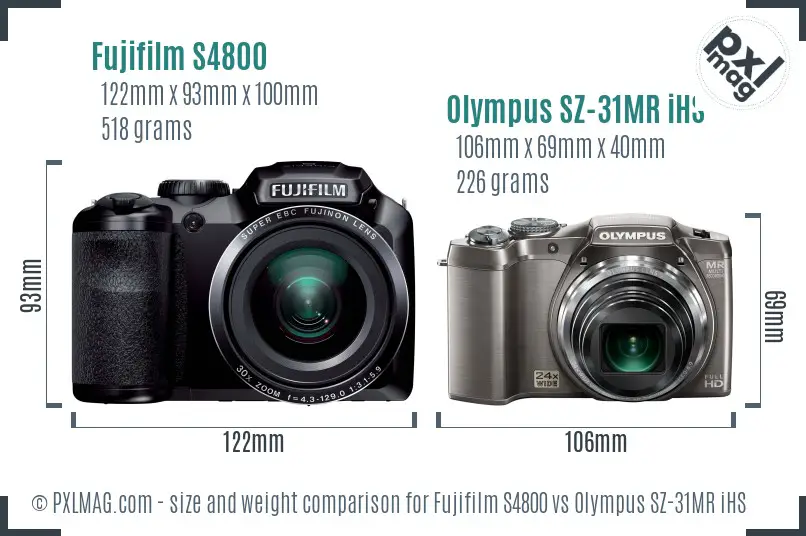 Fujifilm S4800 vs Olympus SZ-31MR iHS size comparison
