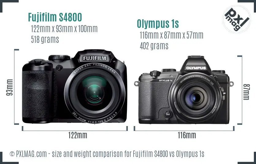 Fujifilm S4800 vs Olympus 1s size comparison