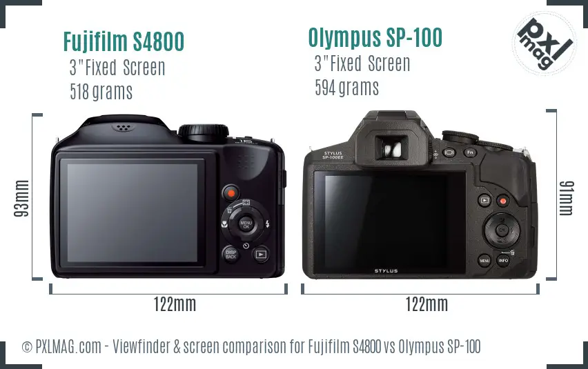 Fujifilm S4800 vs Olympus SP-100 Screen and Viewfinder comparison Fujifilm S4800 vs Olympus SP-100 Screen and Viewfinder comparison