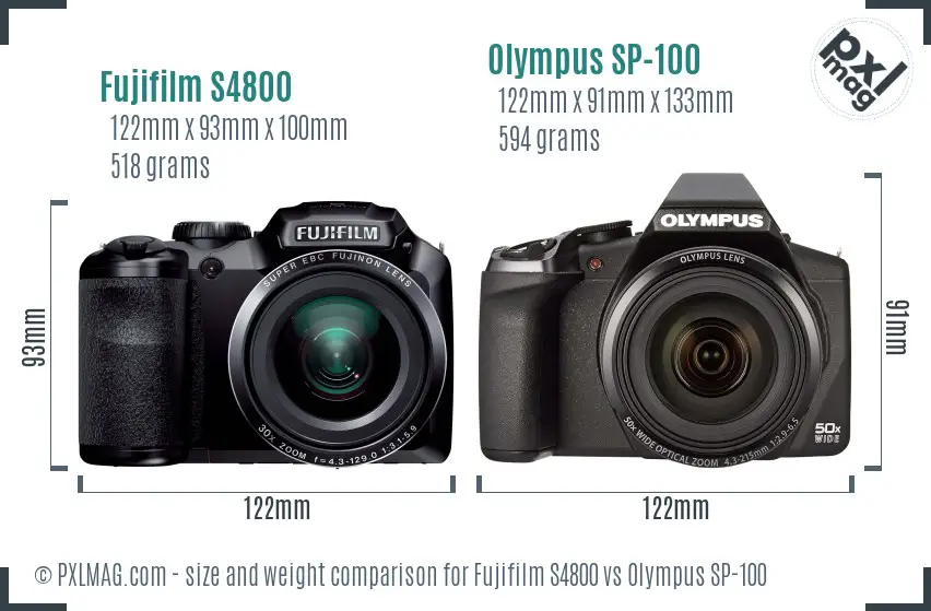 Fujifilm S4800 vs Olympus SP-100 size comparison Fujifilm S4800 vs Olympus SP-100 size comparison
