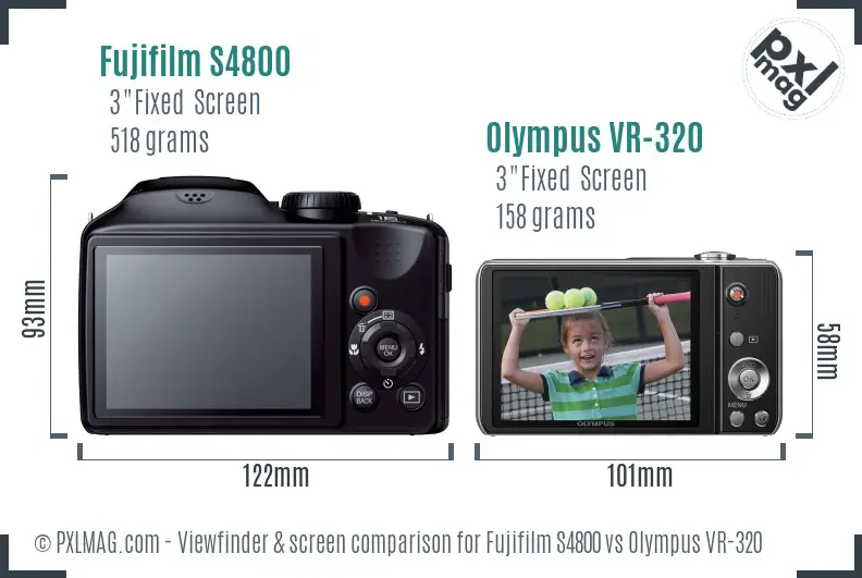 Fujifilm S4800 vs Olympus VR-320 Screen and Viewfinder comparison