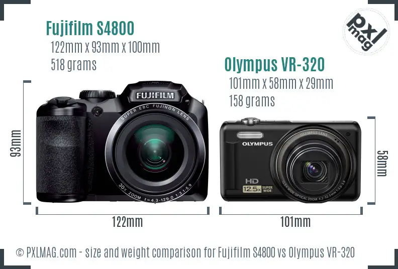 Fujifilm S4800 vs Olympus VR-320 size comparison