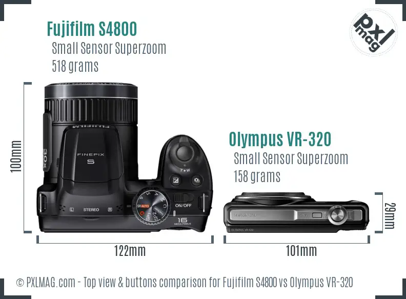 Fujifilm S4800 vs Olympus VR-320 top view buttons comparison