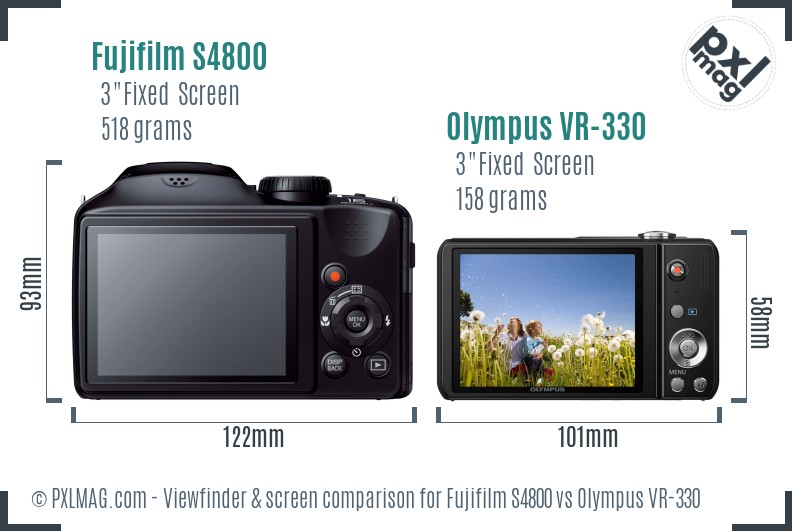 Fujifilm S4800 vs Olympus VR-330 Screen and Viewfinder comparison