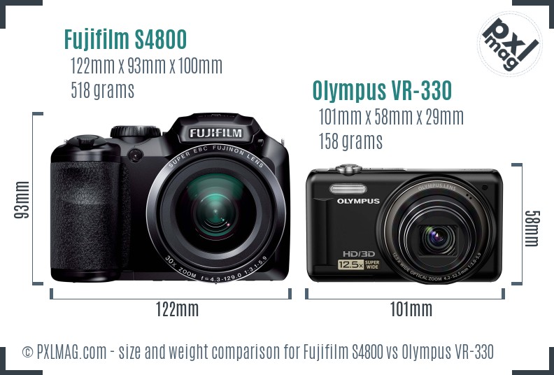 Fujifilm S4800 vs Olympus VR-330 size comparison