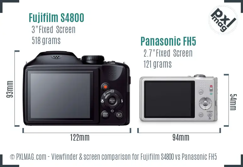 Fujifilm S4800 vs Panasonic FH5 Screen and Viewfinder comparison