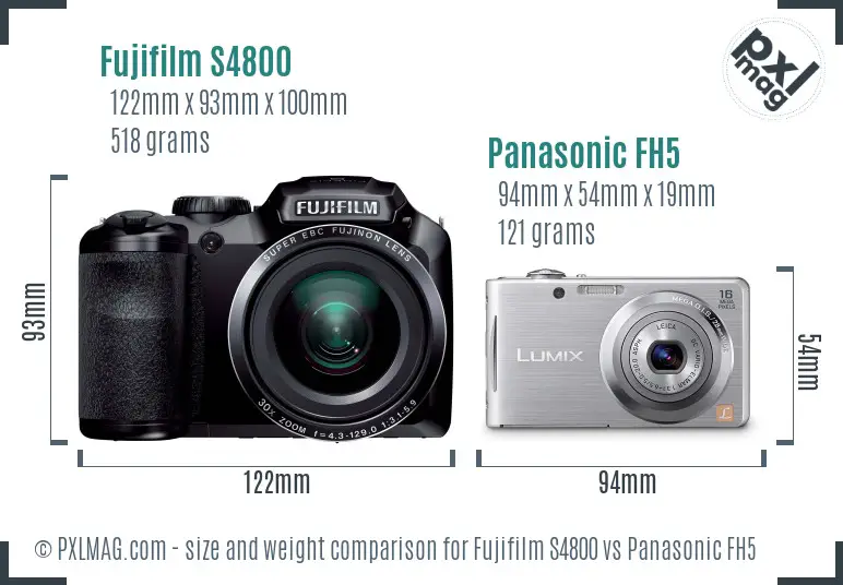 Fujifilm S4800 vs Panasonic FH5 size comparison