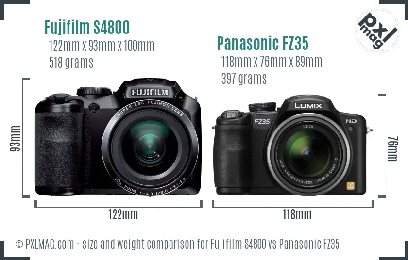 Fujifilm S4800 vs Panasonic FZ35 size comparison