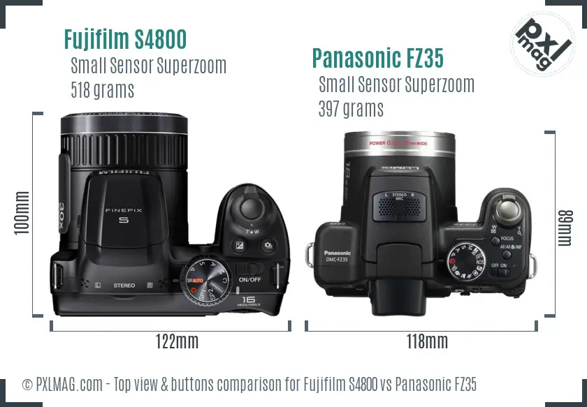Fujifilm S4800 vs Panasonic FZ35 top view buttons comparison