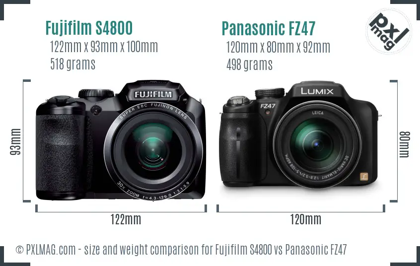 Fujifilm S4800 vs Panasonic FZ47 size comparison