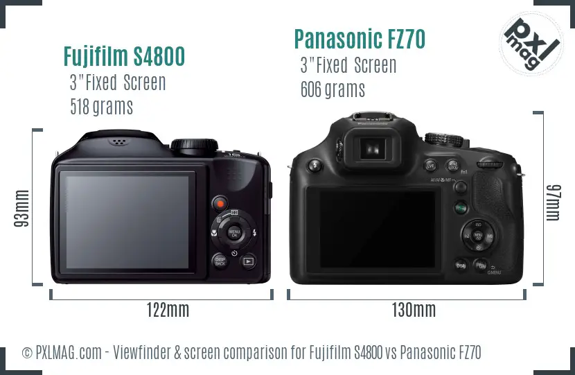 Fujifilm S4800 vs Panasonic FZ70 Screen and Viewfinder comparison