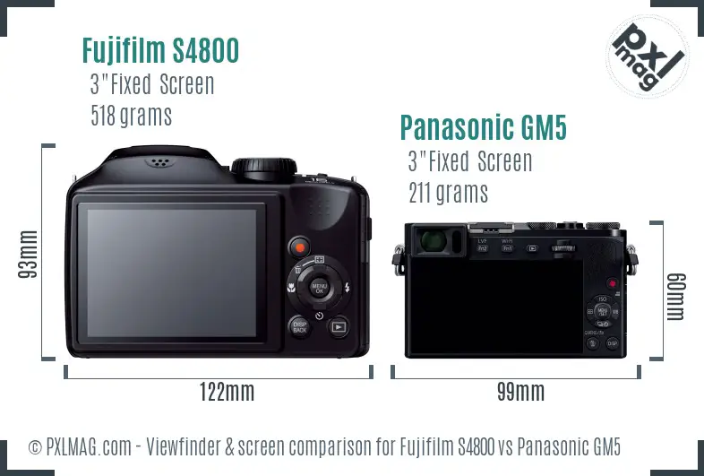 Fujifilm S4800 vs Panasonic GM5 Screen and Viewfinder comparison