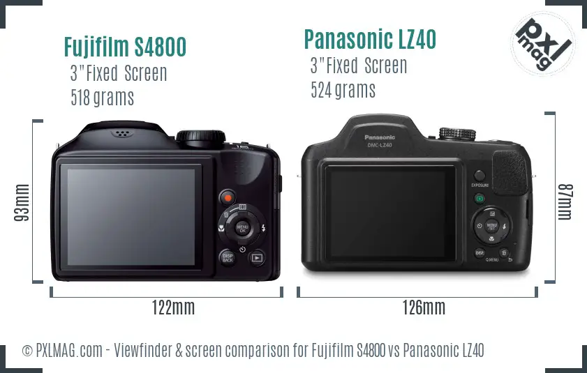 Fujifilm S4800 vs Panasonic LZ40 Screen and Viewfinder comparison