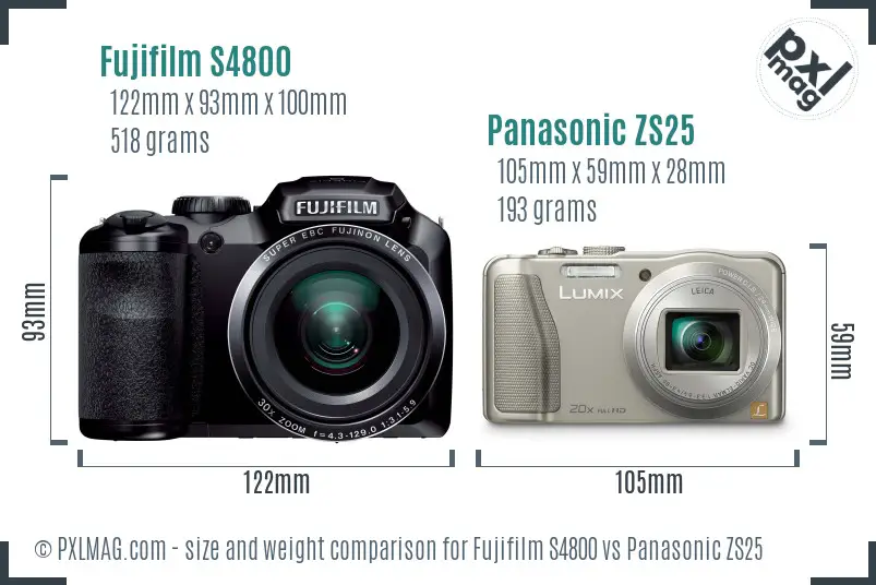 Fujifilm S4800 vs Panasonic ZS25 size comparison Fujifilm S4800 vs Panasonic ZS25 size comparison