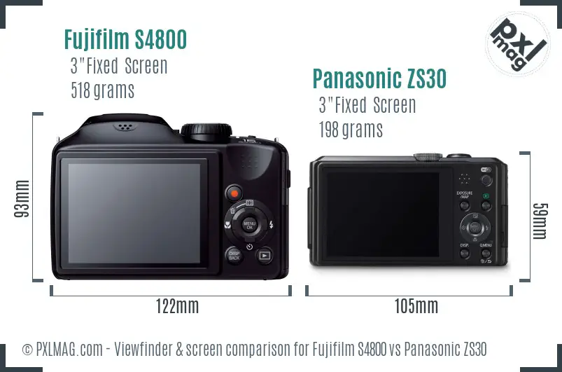 Fujifilm S4800 vs Panasonic ZS30 Screen and Viewfinder comparison Fujifilm S4800 vs Panasonic ZS30 Screen and Viewfinder comparison