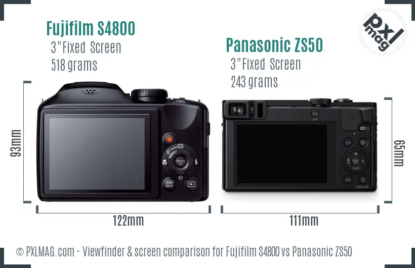 Fujifilm S4800 vs Panasonic ZS50 Screen and Viewfinder comparison