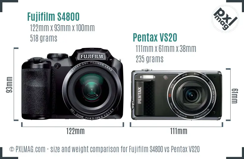 Fujifilm S4800 vs Pentax VS20 size comparison