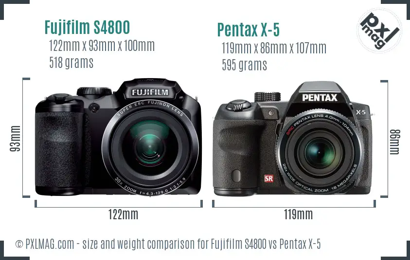 Fujifilm S4800 vs Pentax X-5 size comparison Fujifilm S4800 vs Pentax X-5 size comparison