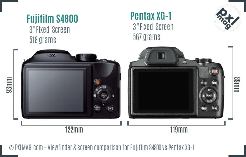 Fujifilm S4800 vs Pentax XG-1 Screen and Viewfinder comparison