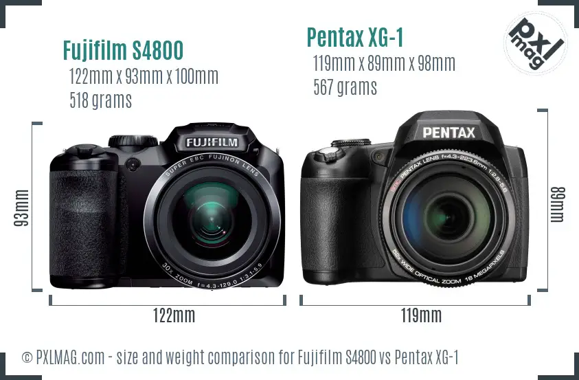 Fujifilm S4800 vs Pentax XG-1 size comparison