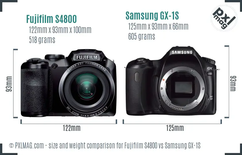 Fujifilm S4800 vs Samsung GX-1S size comparison