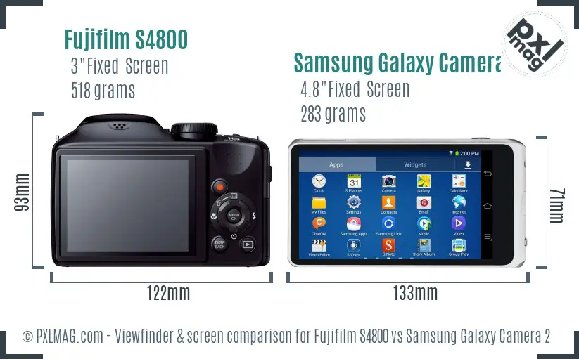 Fujifilm S4800 vs Samsung Galaxy Camera 2 Screen and Viewfinder comparison