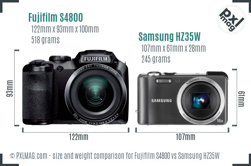 Fujifilm S4800 vs Samsung HZ35W size comparison Fujifilm S4800 vs Samsung HZ35W size comparison