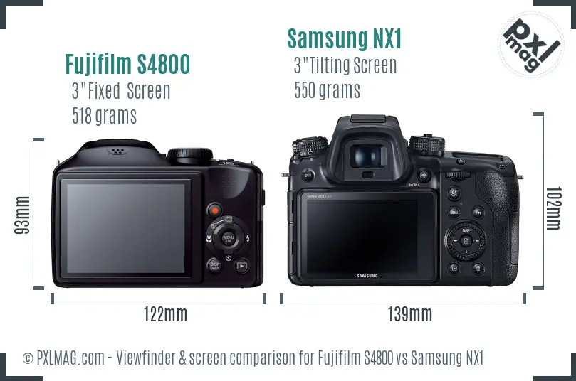 Fujifilm S4800 vs Samsung NX1 Screen and Viewfinder comparison