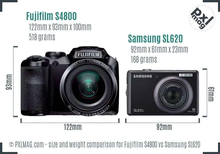 Fujifilm S4800 vs Samsung SL620 size comparison