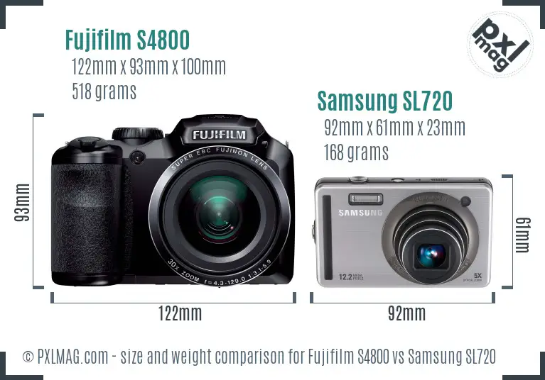 Fujifilm S4800 vs Samsung SL720 size comparison Fujifilm S4800 vs Samsung SL720 size comparison
