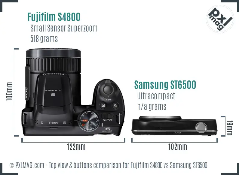 Fujifilm S4800 vs Samsung ST6500 top view buttons comparison