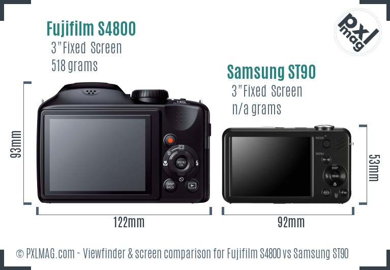 Fujifilm S4800 vs Samsung ST90 Screen and Viewfinder comparison