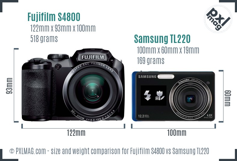 Fujifilm S4800 vs Samsung TL220 size comparison Fujifilm S4800 vs Samsung TL220 size comparison