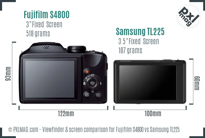 Fujifilm S4800 vs Samsung TL225 Screen and Viewfinder comparison Fujifilm S4800 vs Samsung TL225 Screen and Viewfinder comparison