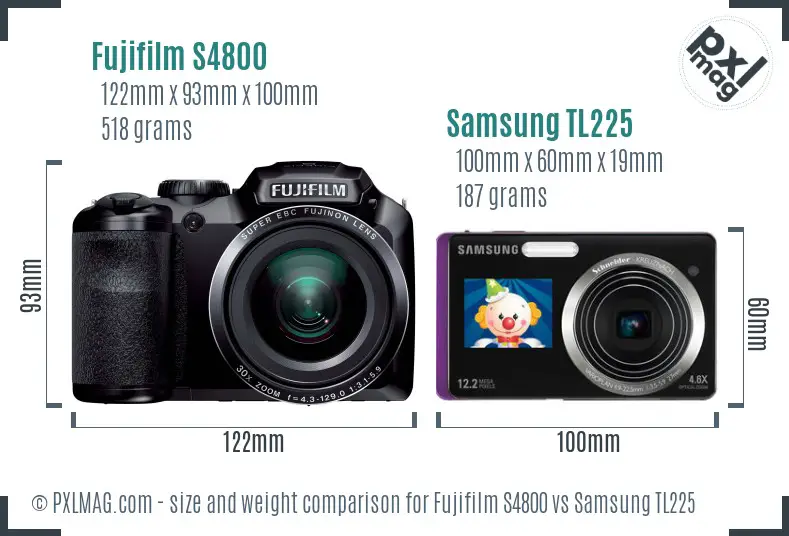 Fujifilm S4800 vs Samsung TL225 size comparison Fujifilm S4800 vs Samsung TL225 size comparison