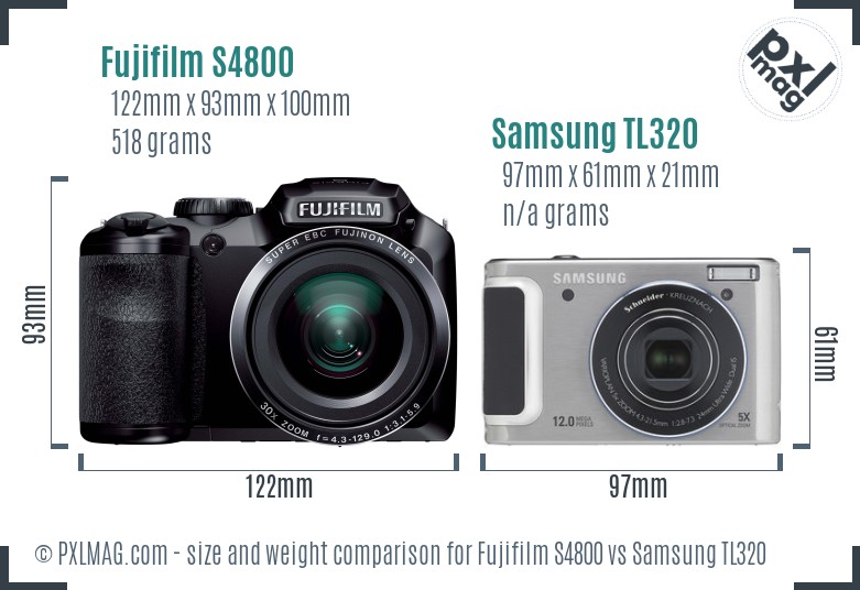 Fujifilm S4800 vs Samsung TL320 size comparison Fujifilm S4800 vs Samsung TL320 size comparison