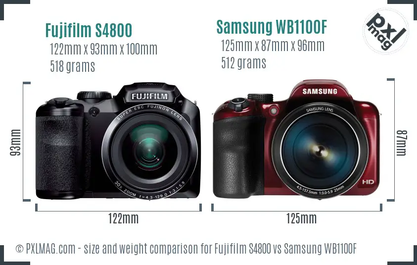 Fujifilm S4800 vs Samsung WB1100F size comparison Fujifilm S4800 vs Samsung WB1100F size comparison