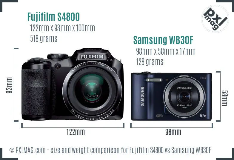Fujifilm S4800 vs Samsung WB30F size comparison