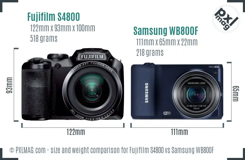 Fujifilm S4800 vs Samsung WB800F size comparison Fujifilm S4800 vs Samsung WB800F size comparison
