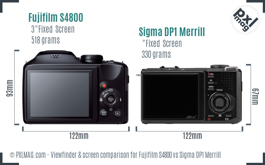 Fujifilm S4800 vs Sigma DP1 Merrill Screen and Viewfinder comparison