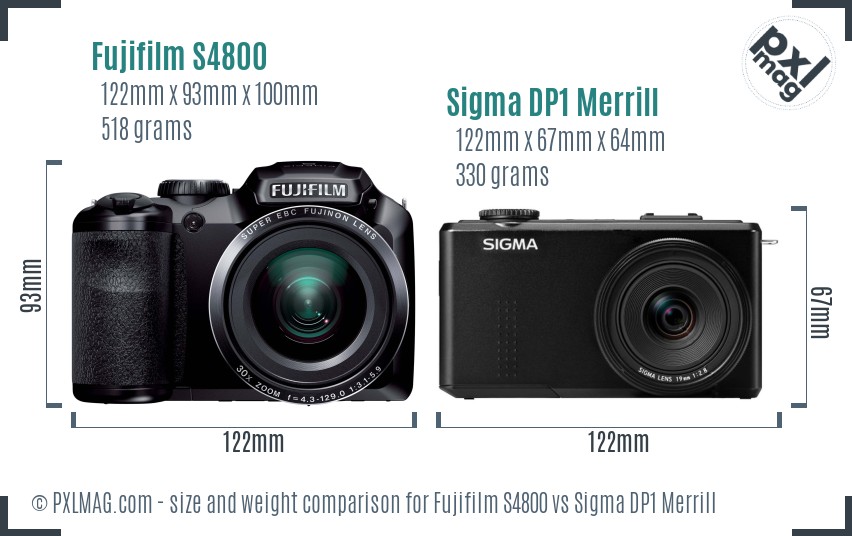 Fujifilm S4800 vs Sigma DP1 Merrill size comparison Fujifilm S4800 vs Sigma DP1 Merrill size comparison