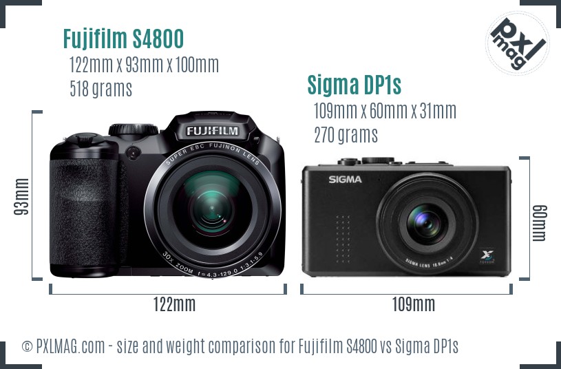 Fujifilm S4800 vs Sigma DP1s size comparison