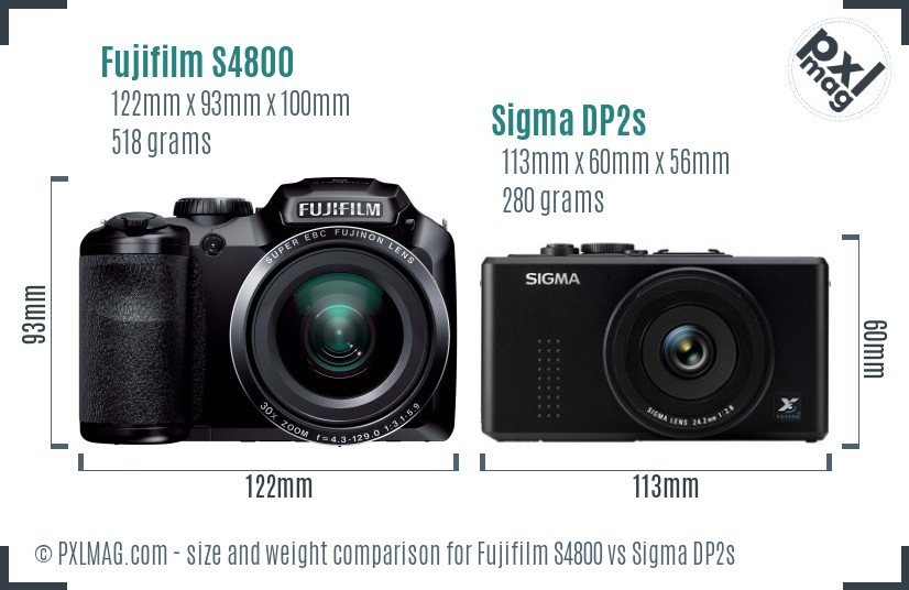 Fujifilm S4800 vs Sigma DP2s size comparison